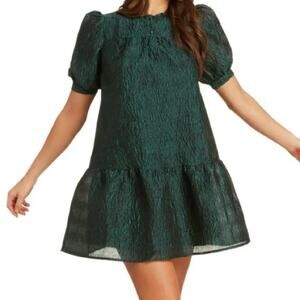 NWT Moon River Textured Deep Teal Poof Mini Dress